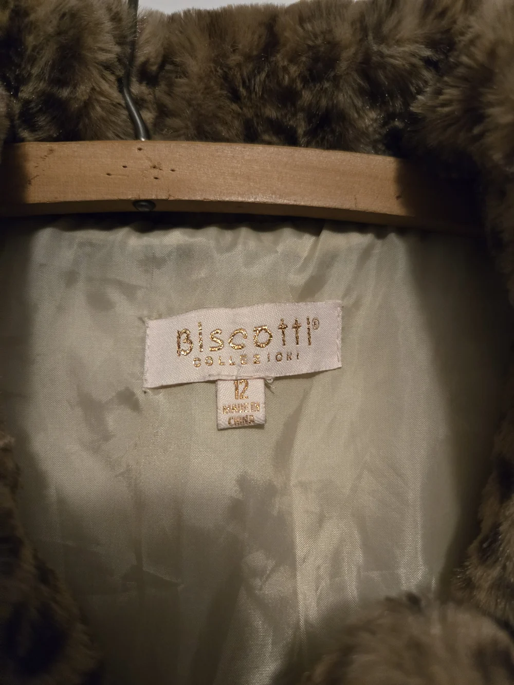 Biscotti Leopard Print Faux Fur Pea Coat - Brown